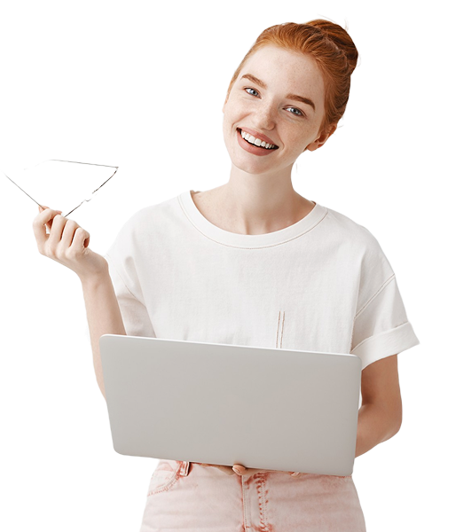 Person with laptop showing analytics